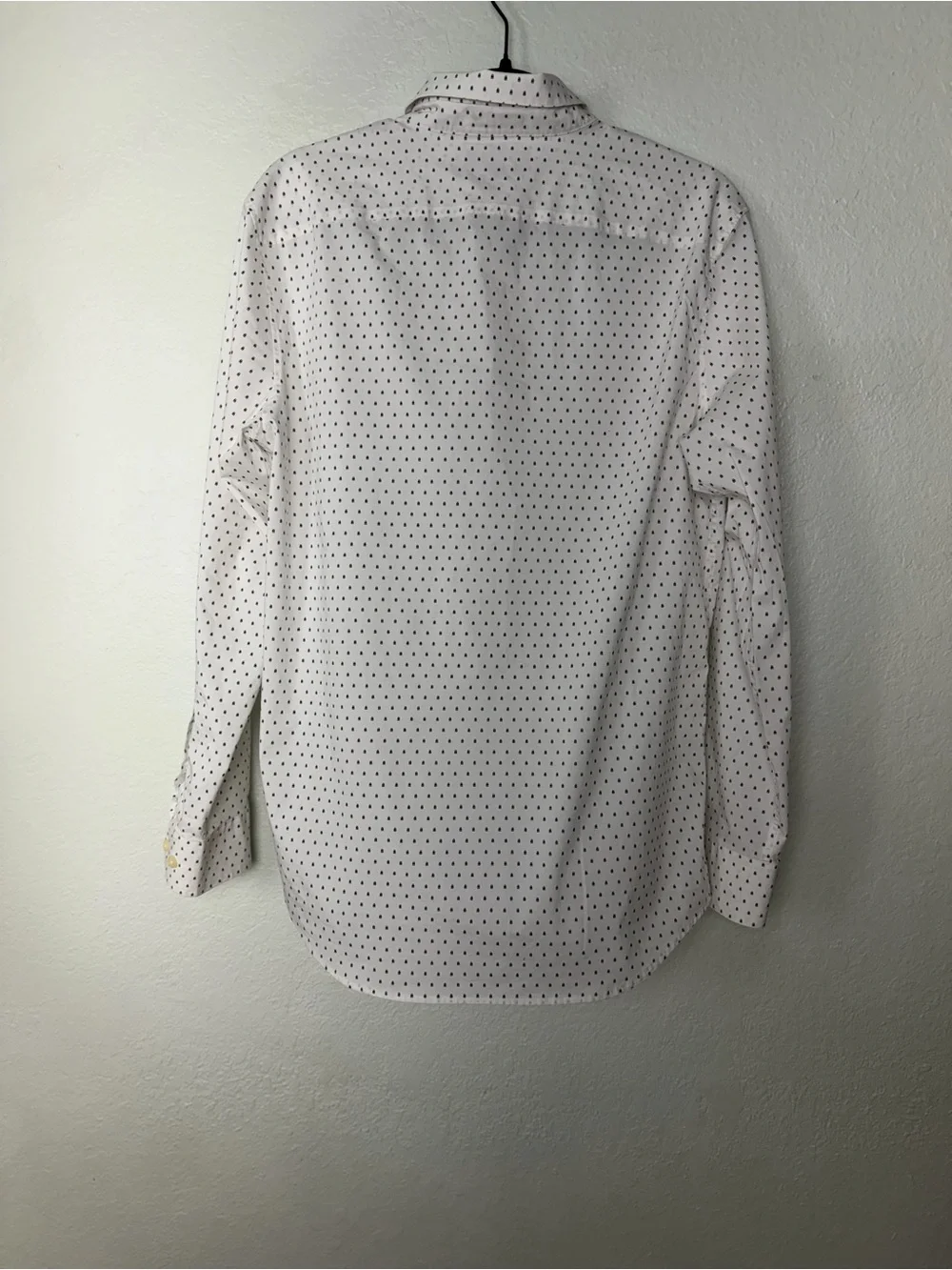 Banana Republic White Button-Up Shirt with Black Micro Dot Print